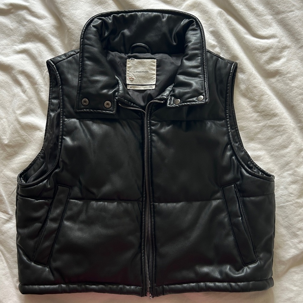 Anthropologie Faux Leather Crop Puffer Vest - Picture 8 of 12